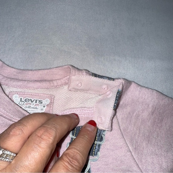 Levi's Baby Dress Jumper with Faux Bib Overalls Pink Blue Girls Kids Sz 9 Mo - Picture 5 of 8